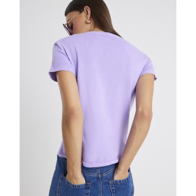 Purple Short Sleeve Blackberry Print T-shirt