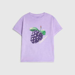 Purple Short Sleeve Blackberry Print T-shirt