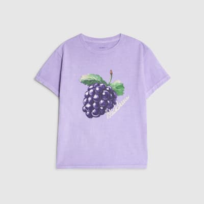 Purple Short Sleeve Blackberry Print T-shirt