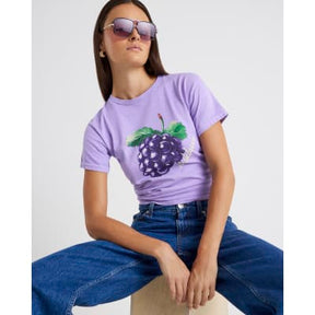 Purple Short Sleeve Blackberry Print T-shirt