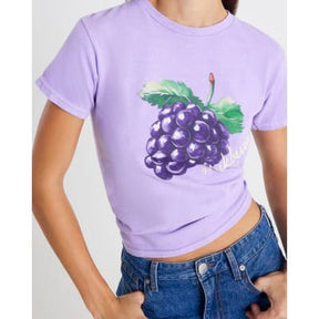 Purple Short Sleeve Blackberry Print T-shirt