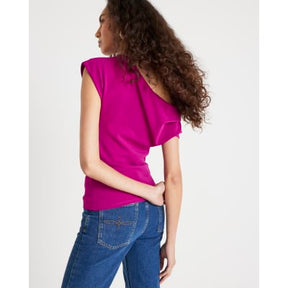 Purple Short Sleeve Drape Top