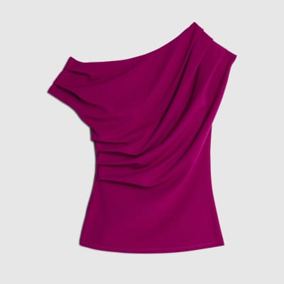 Purple Short Sleeve Drape Top