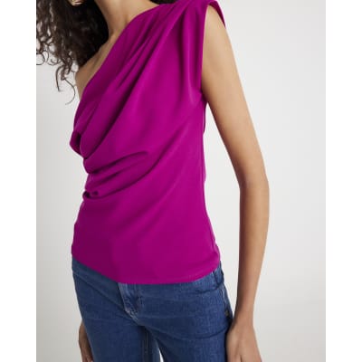 Purple Short Sleeve Drape Top