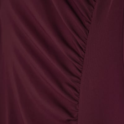 Purple Short Sleeve High Neck Maxi Dress
