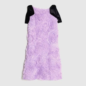 Purple Sleeveless 3D Rose Floral Mini Dress