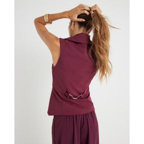 Purple Sleeveless Lapel Waistcoat