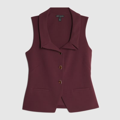 Purple Sleeveless Lapel Waistcoat