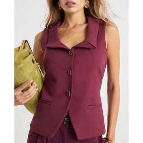 Purple Sleeveless Lapel Waistcoat
