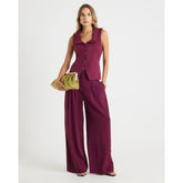 Purple Sleeveless Lapel Waistcoat