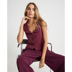 Purple Sleeveless Lapel Waistcoat