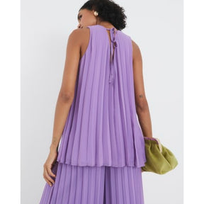 Purple Sleeveless Plisse Tunic Top