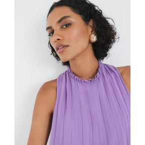 Purple Sleeveless Plisse Tunic Top