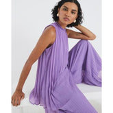 Purple Sleeveless Plisse Tunic Top
