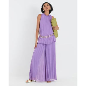 Purple Sleeveless Plisse Tunic Top