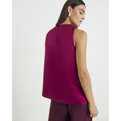 Purple Twist Strap Tank Top