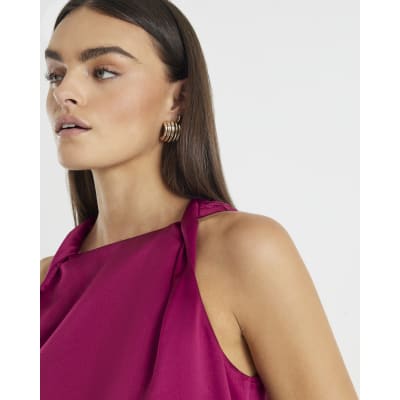 Purple Twist Strap Tank Top