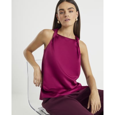 Purple Twist Strap Tank Top