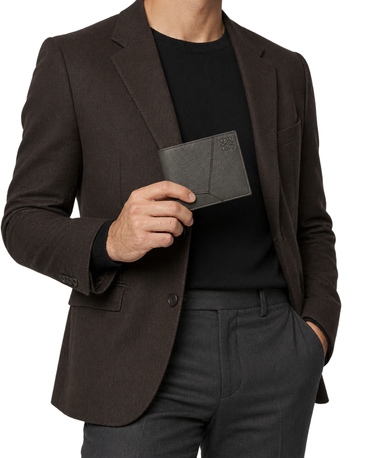 Puzzle bifold wallet in supple grained calfskin
