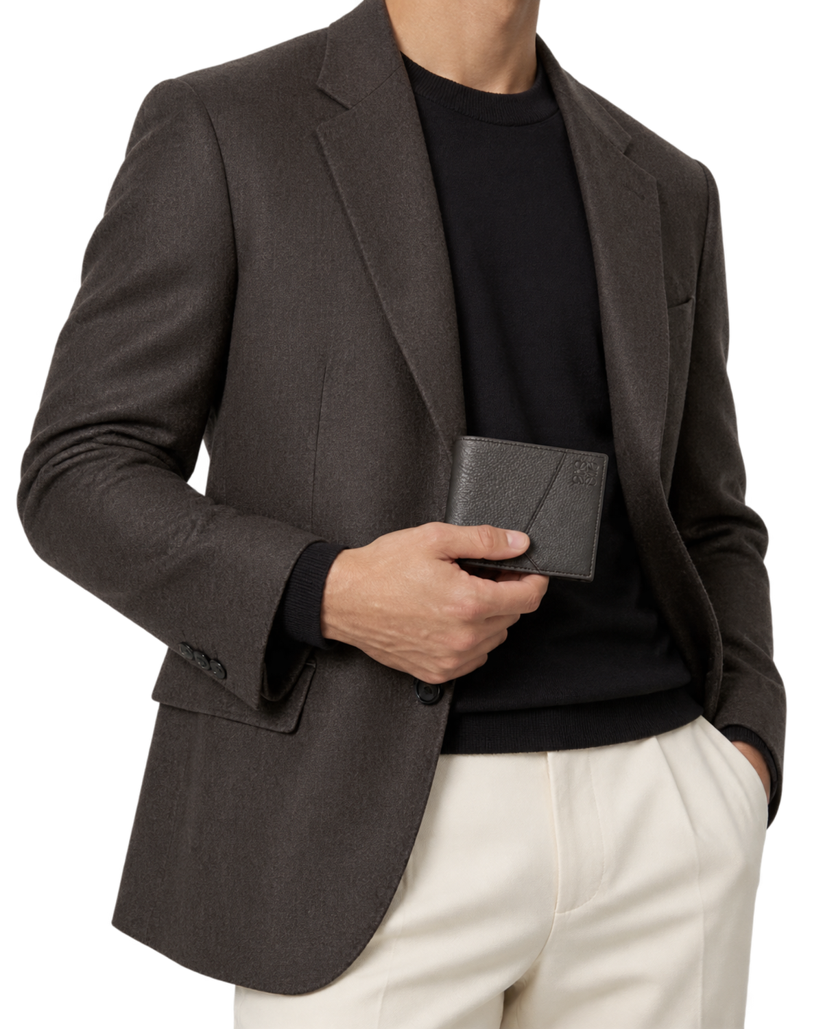 Puzzle bifold wallet in supple grained calfskin
