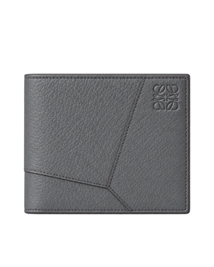Puzzle bifold wallet in supple grained calfskin