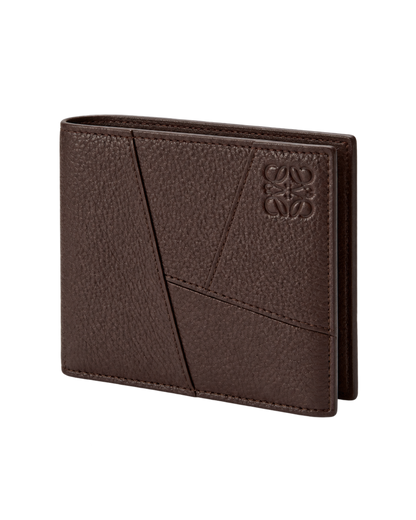 Puzzle bifold wallet in supple grained calfskin