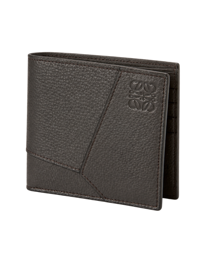 Puzzle bifold wallet in supple grained calfskin