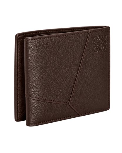 Puzzle bifold wallet in supple grained calfskin