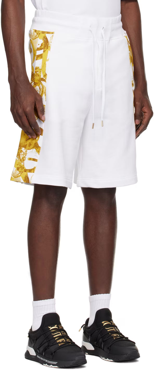 White & Gold Watercolor Couture Shorts
