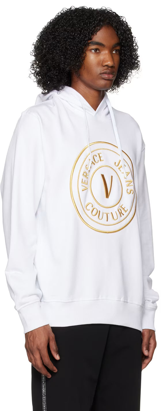 White V-Emblem Hoodie