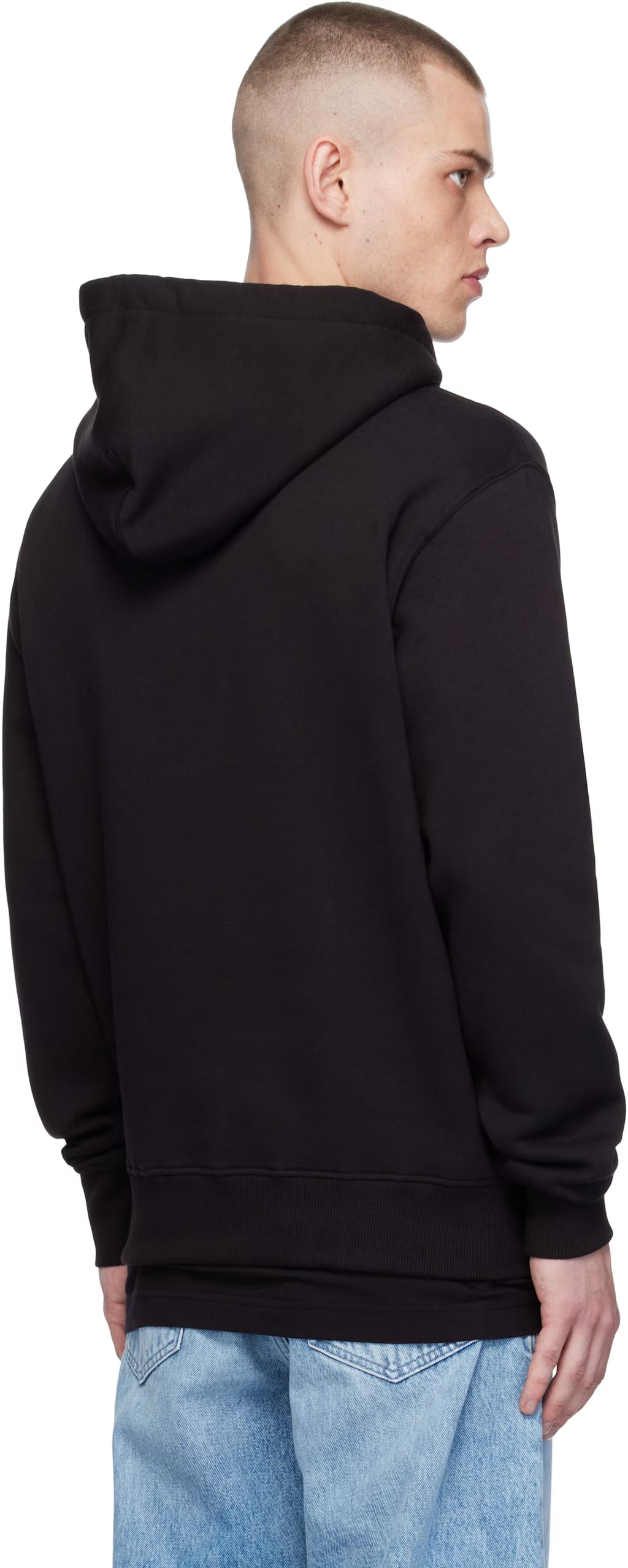 Black Screen-Printed Hoodie