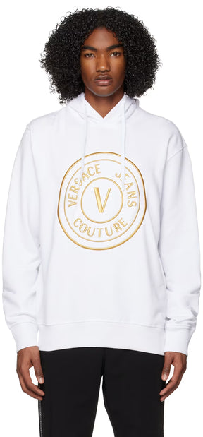 White V-Emblem Hoodie