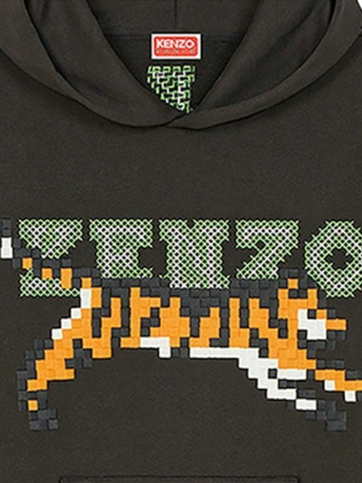 Kenzo Paris Digital Tiger Design Black Hoodie