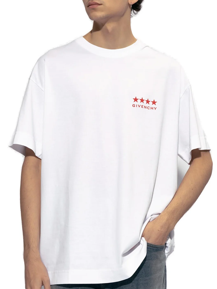 Givenchy 4-Star Printed Logo T-Shirt in White