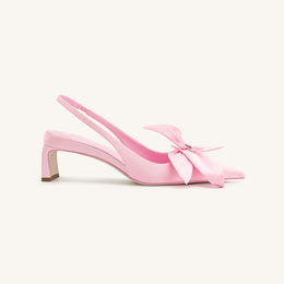 Queena Floral Appliques Slingback Pumps - Pink
