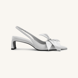 Queena Floral Appliques Slingback Pumps - Silver