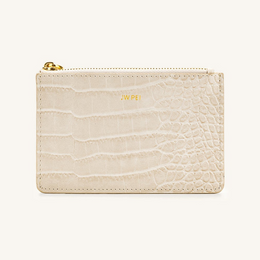 Quinn Zipped Card Holder - Ivory Croc
