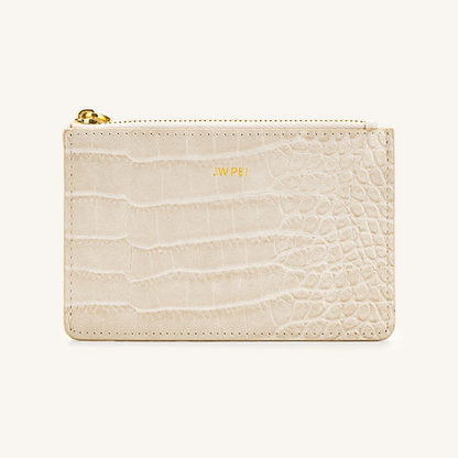 Quinn Zipped Card Holder - Ivory Croc
