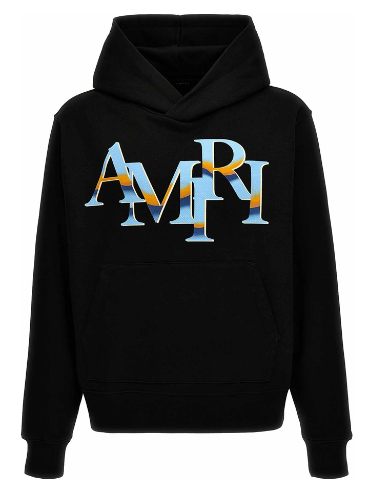 Amiri Staggered Chrome Logo Hoodie in Black