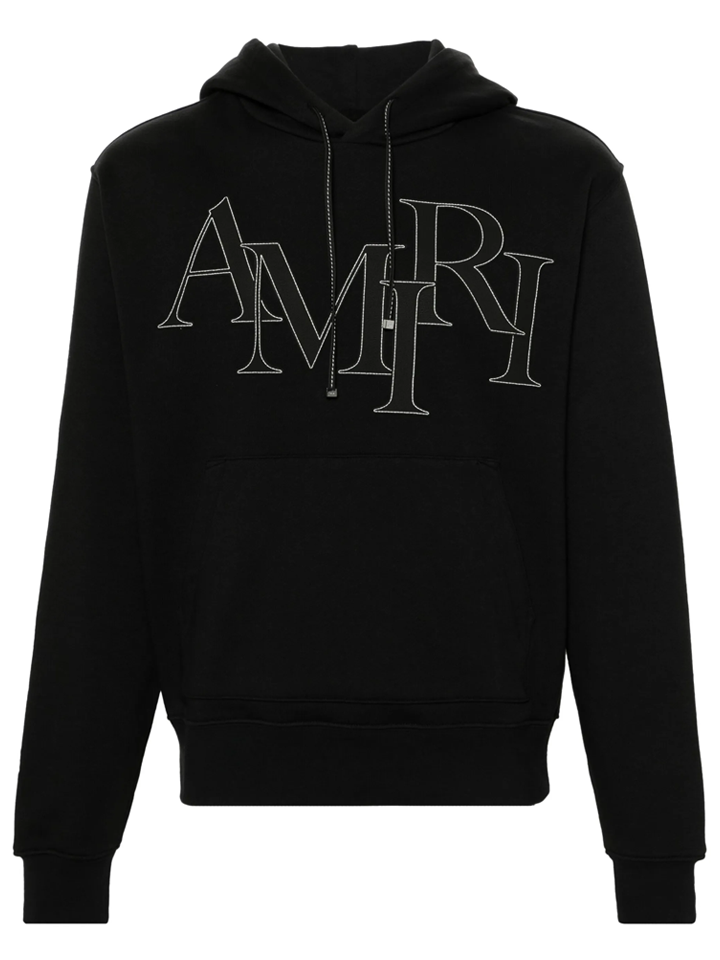 Amiri Staggered Logo Hoodie in Black