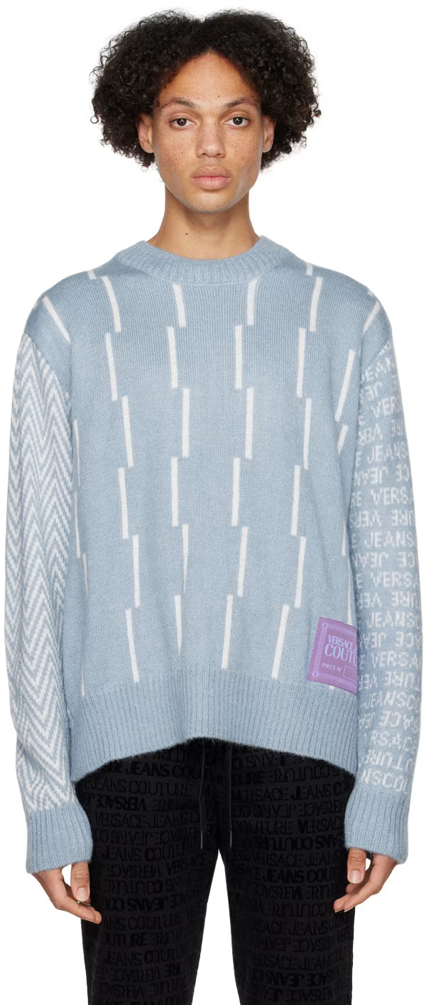 Blue Piece Number Sweater