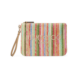 Raffia Striped Zip-Up Pouch