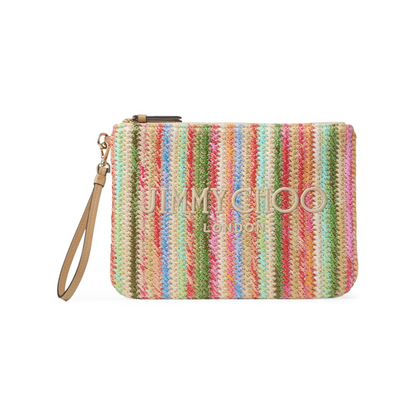 Raffia Striped Zip-Up Pouch