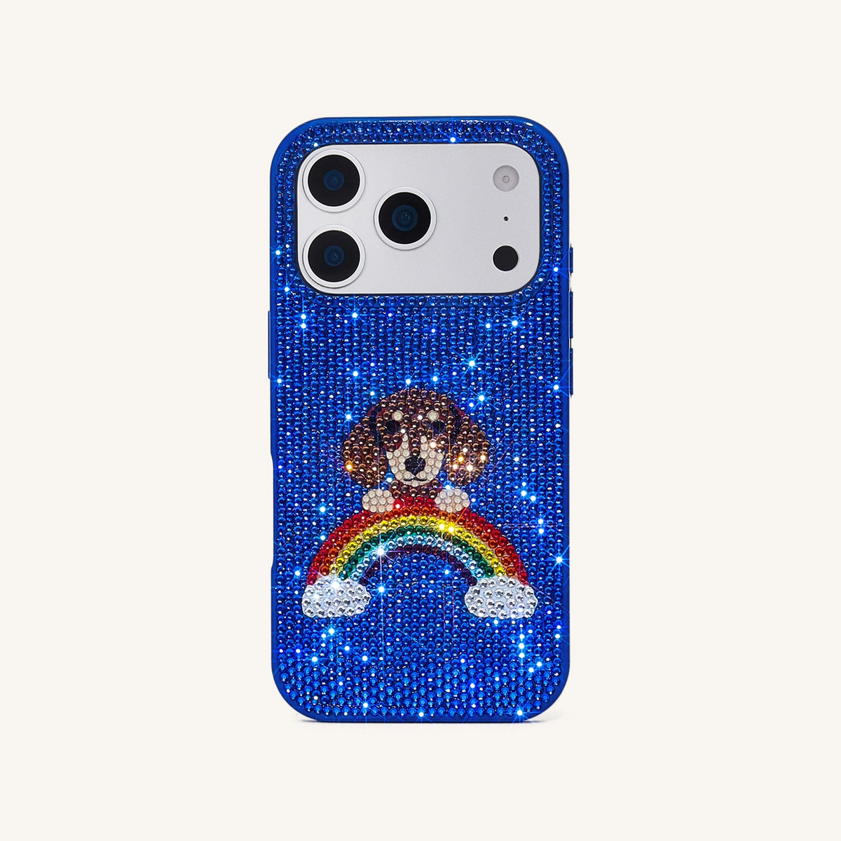 Rainbow Dog Artificial Crystal Phone Case - Blue