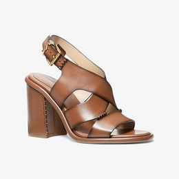 Raven Burnished Leather Block Heel Sandal