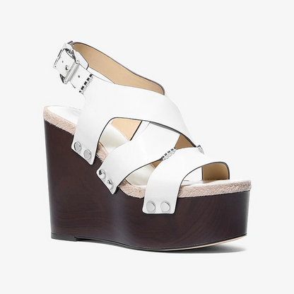 Raven Studded Leather Wedge Sandal