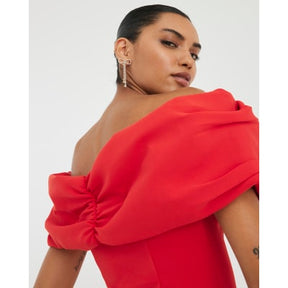 Red 3D Bow Bardot Top
