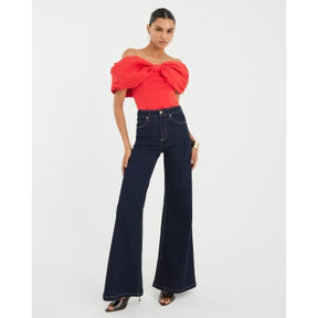 Red 3D Bow Bardot Top