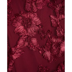 Red 3D Floral Mesh Tube Maxi Dress