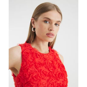 Red 3D Floral Mini Dress